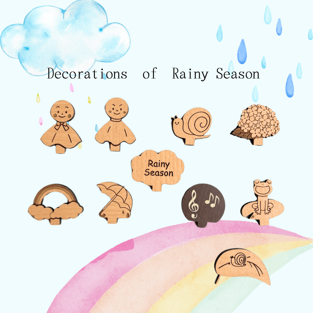 【単品購入】うちのツリー　梅雨パーツ　　６月　梅雨　雨　季節飾り　インテリア　2way　壁掛け　置き型